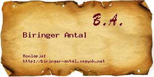 Biringer Antal névjegykártya